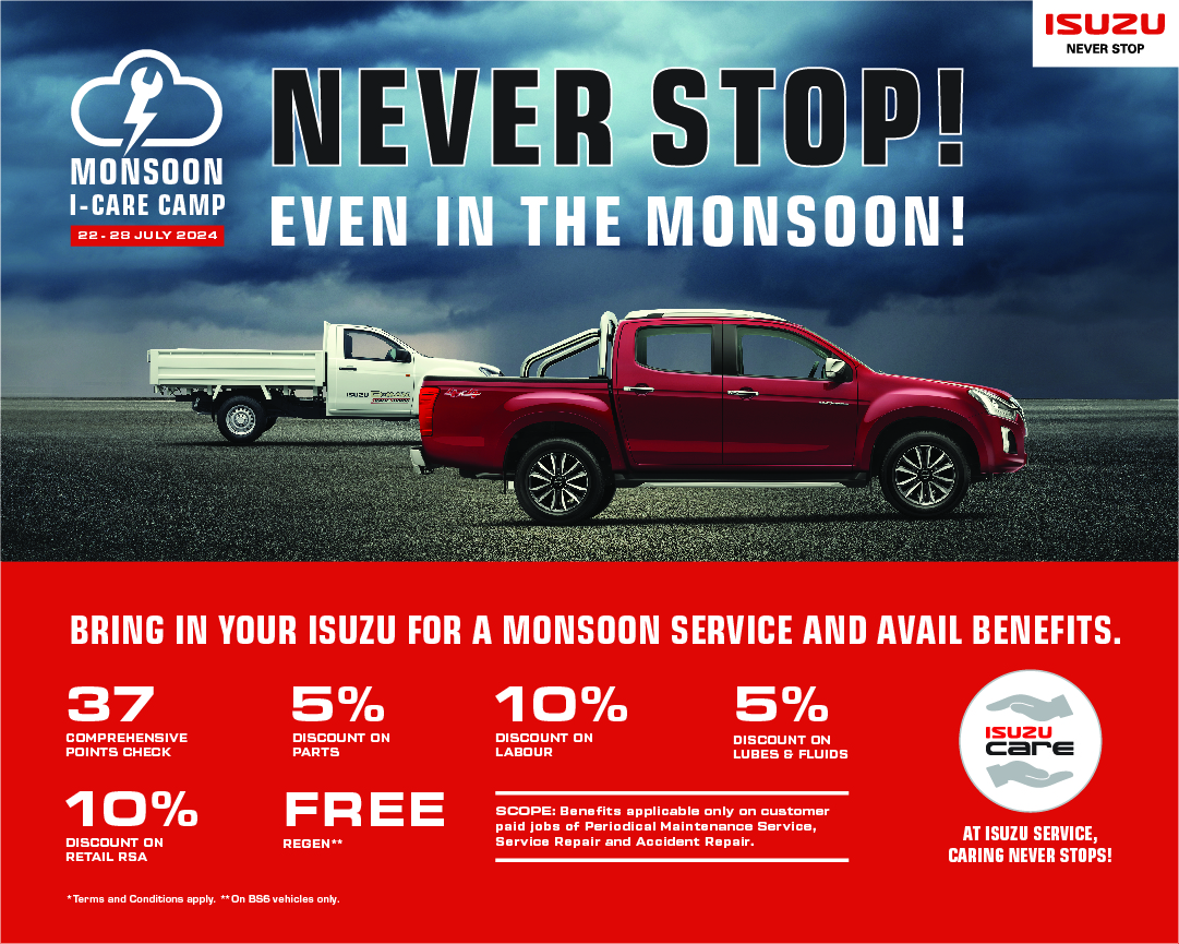 ISUZU Motors India Announces Nation-Wide ‘ISUZU I-Care Monsoon Camp’